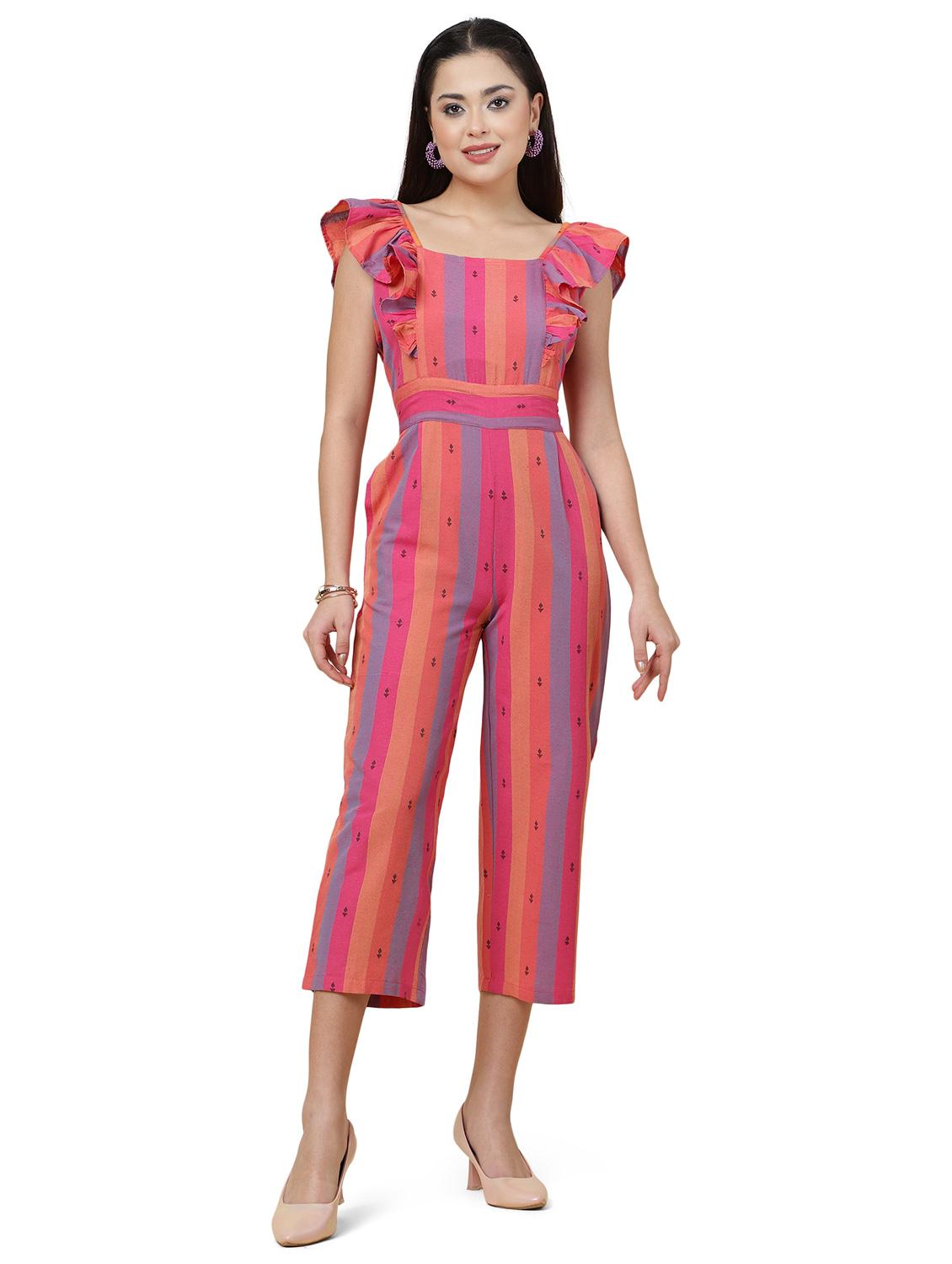 pink striped sleeveless full length jumpsuit - 20157918 -  Zoom Image - 0