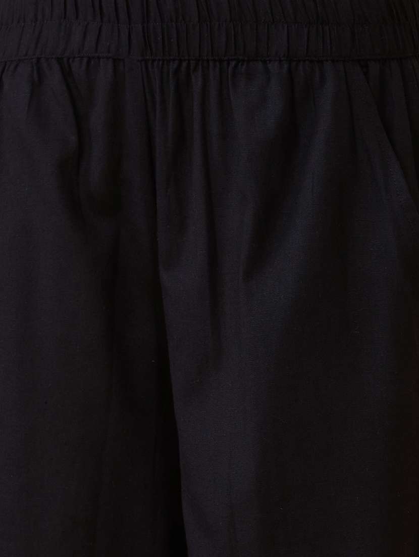 globus women black opaque schiffli hem design wide leg ethnic palazzos - 20158099 -  Standard Image - 4