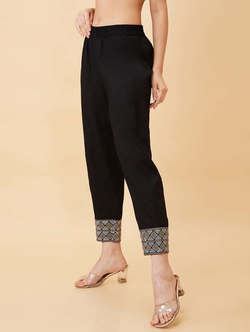 women black cotton cigarette pants  - 20158100 -  Standard Image - 1