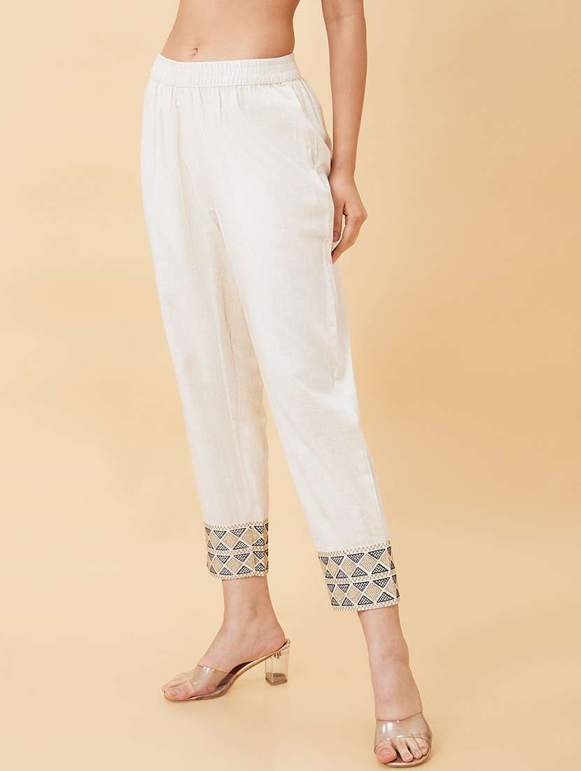 women white cotton cigarette pants - 20158101 -  Standard Image - 1
