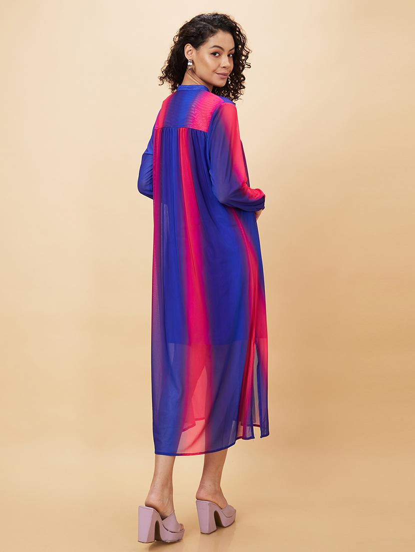 women blue nylon a-line dress - 20158130 - Standard Image - 4