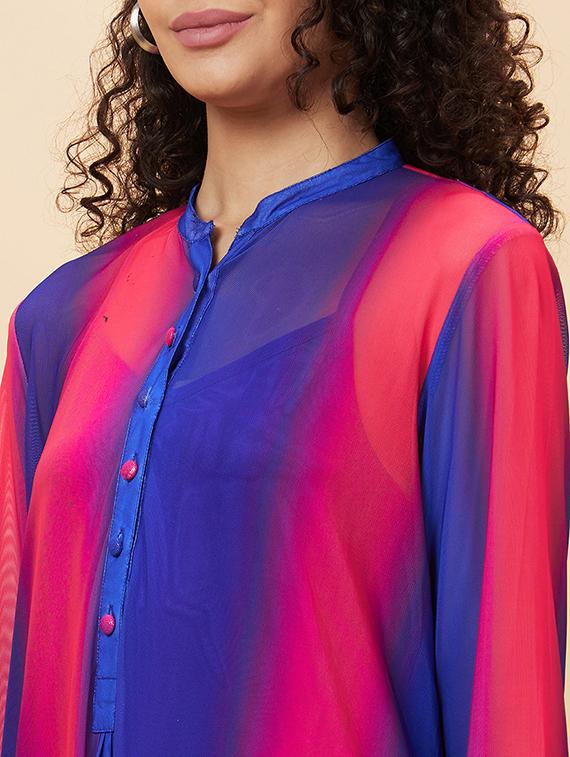women blue nylon a-line dress - 20158130 - Standard Image - 6
