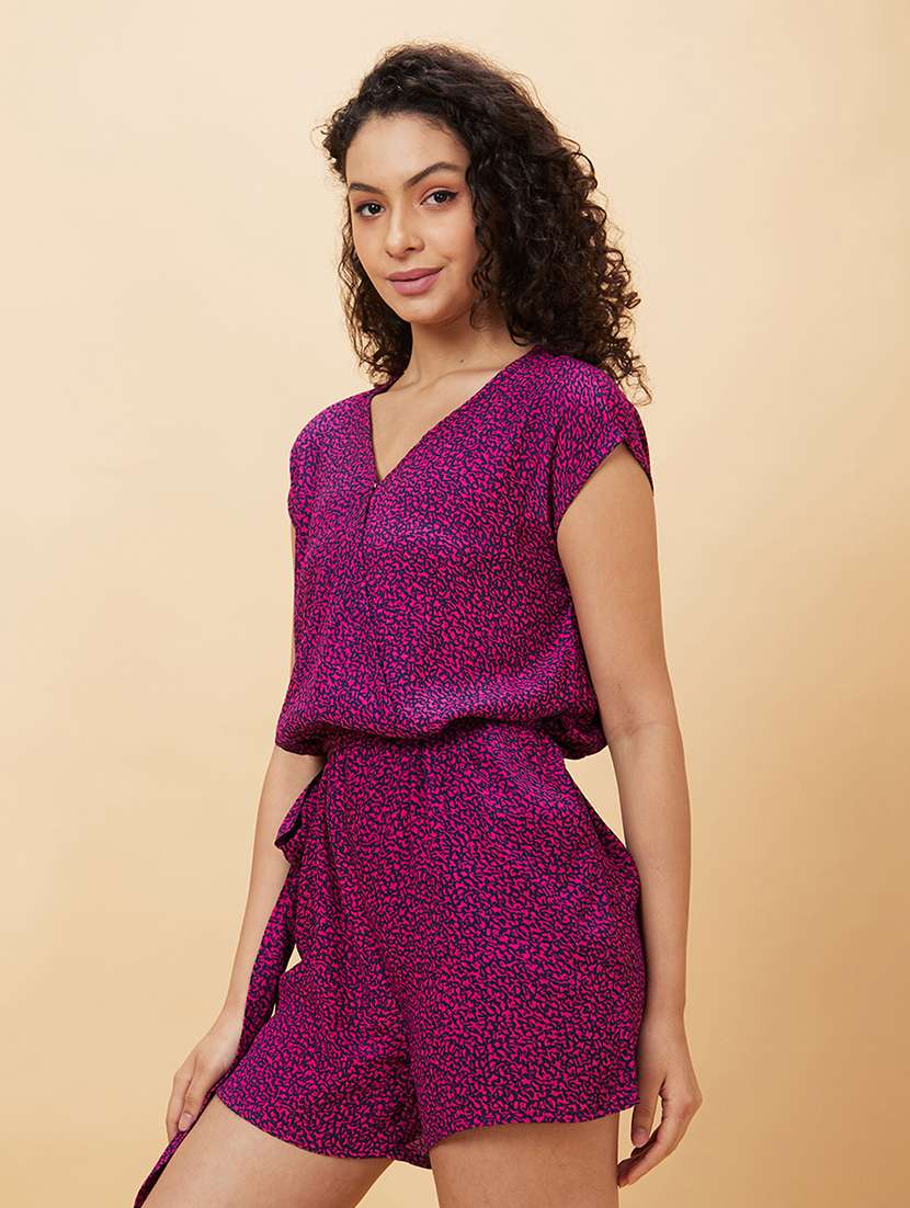 pink printed romper jumpsuit - 20158133 - Standard Image - 1