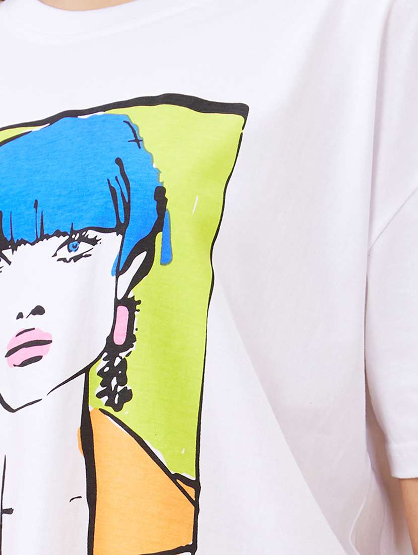 women's front print round neck t-shirt - 20158137 -  Standard Image - 4