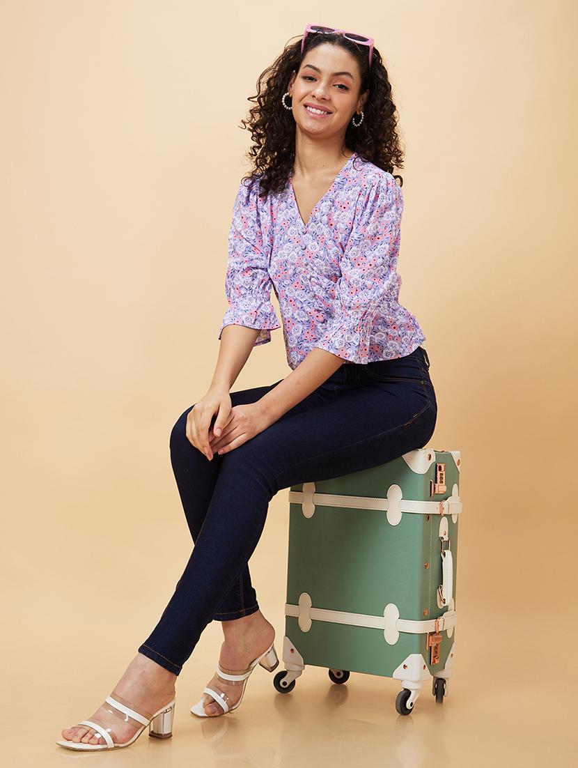 women lavender viscose regular top - 20158142 - Standard Image - 4