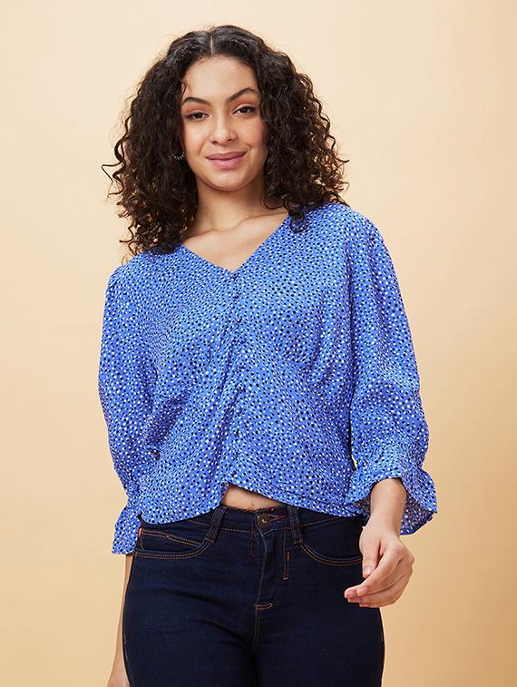 women blue viscose regular top - 20158143 -  Zoom Image - 0