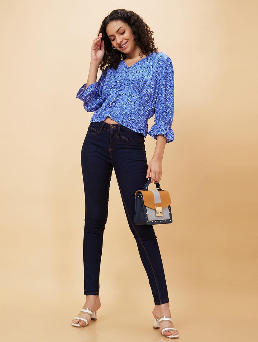 women blue viscose regular top - 20158143 - Standard Image - 4