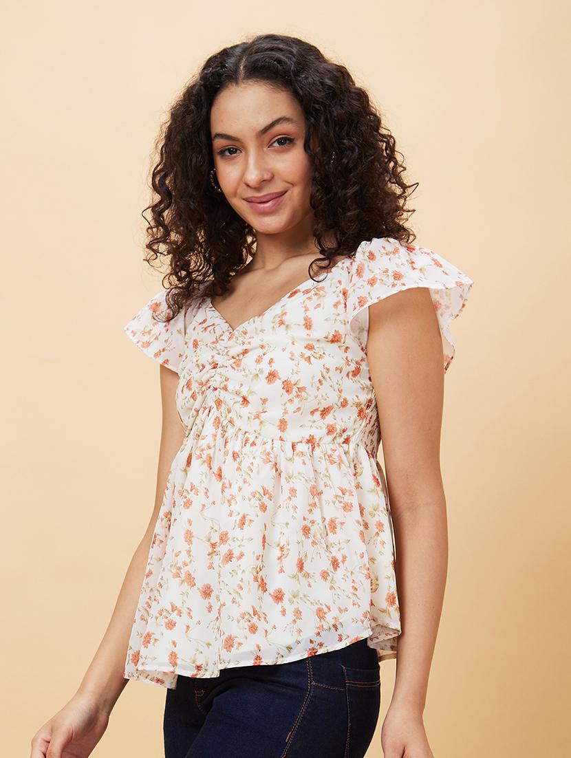 women white polyester a-line top - 20158144 -  Standard Image - 1