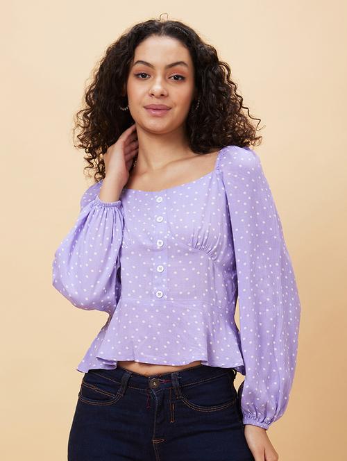 women lavender viscose regular top - 20158146 - Standard Image - 0