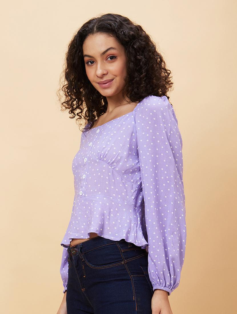 women lavender viscose regular top - 20158146 - Standard Image - 1