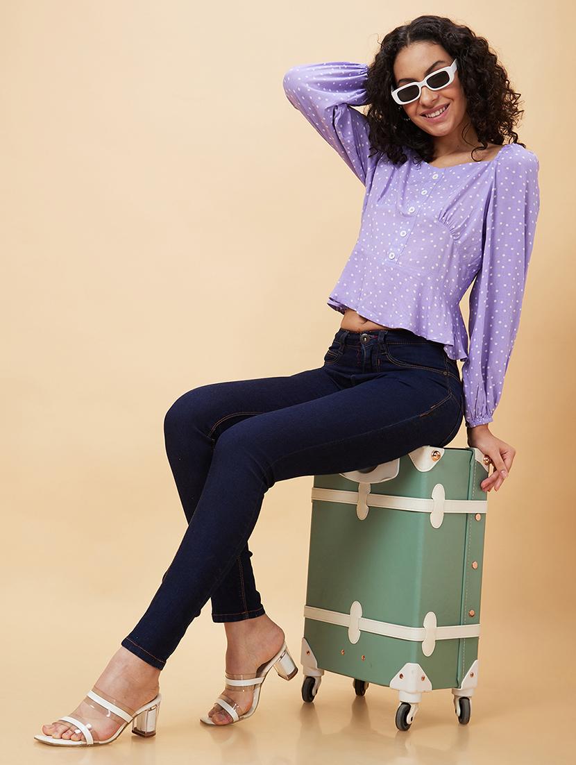 women lavender viscose regular top - 20158146 - Standard Image - 4