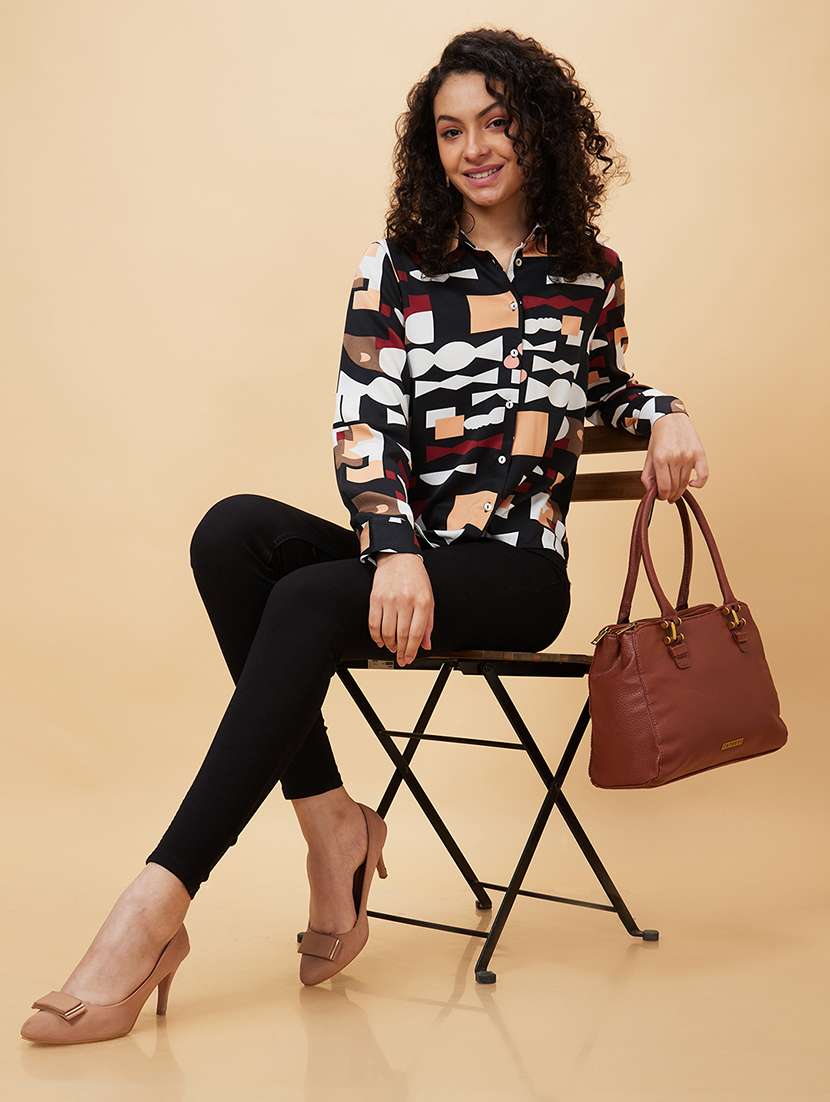 women black polyester regular shirt - 20158155 -  Standard Image - 4