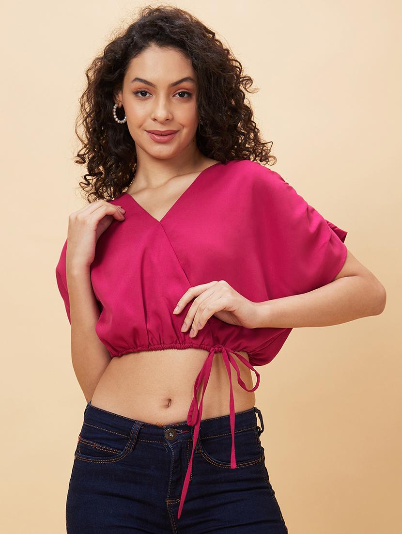 women's crop v neck top - 20158159 - Zoom Image - 0