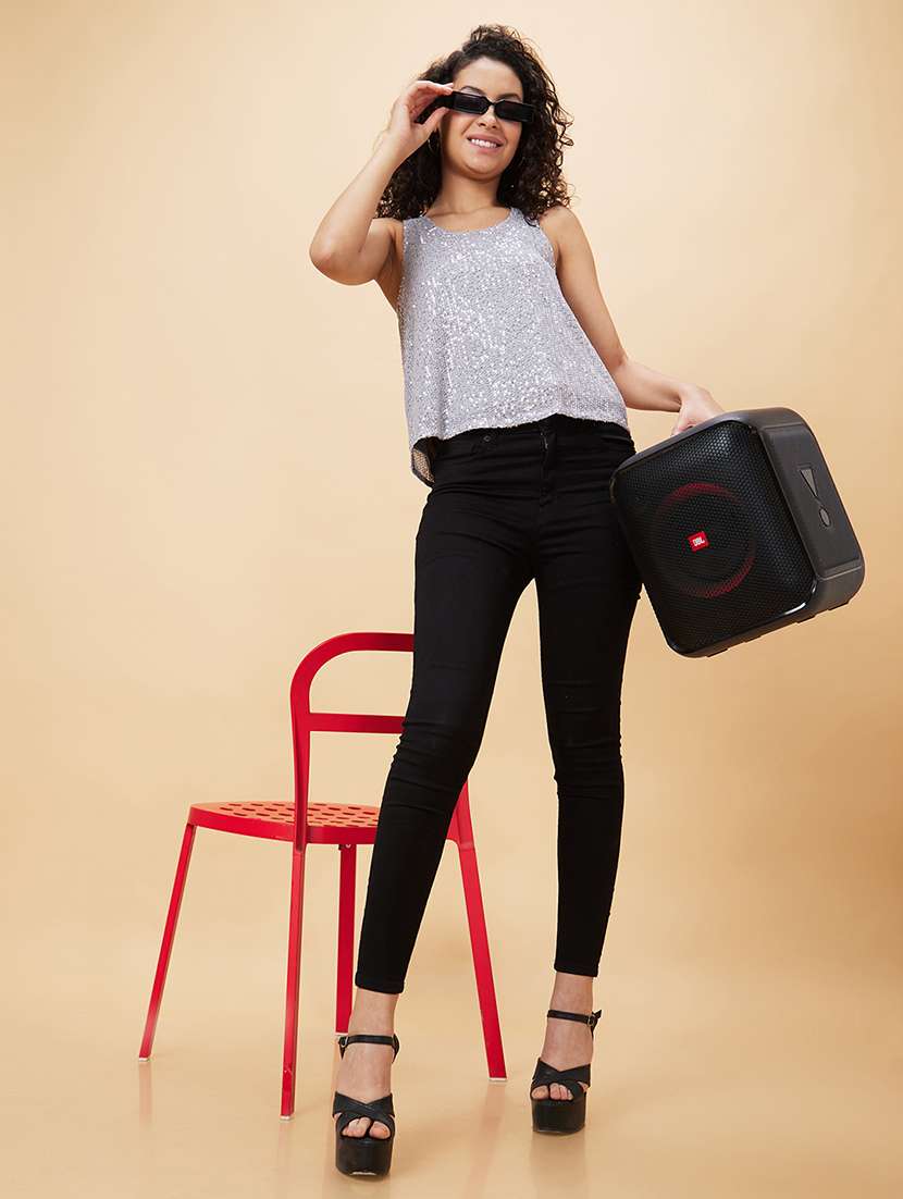 women grey polyester regular top - 20158164 -  Standard Image - 4