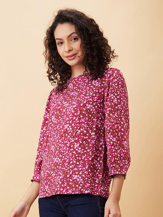 women maroon viscose regular top - 20158172 - Standard Image - 1