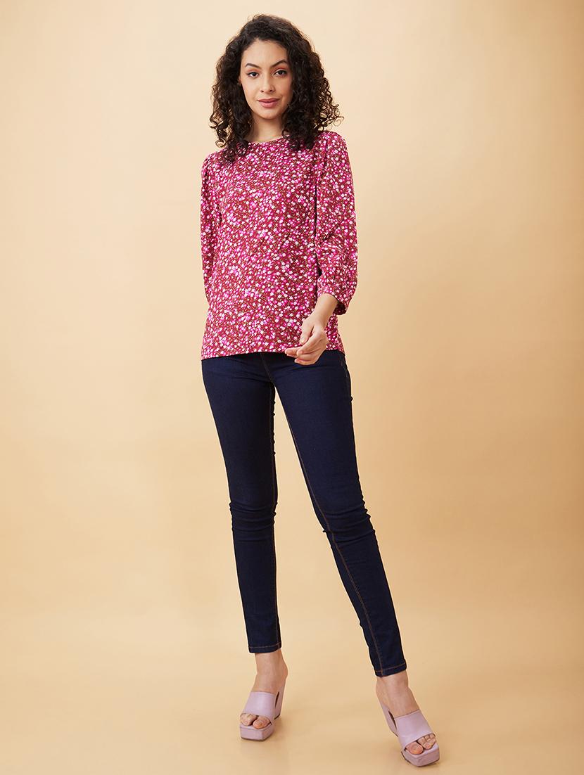 women maroon viscose regular top - 20158172 - Standard Image - 4