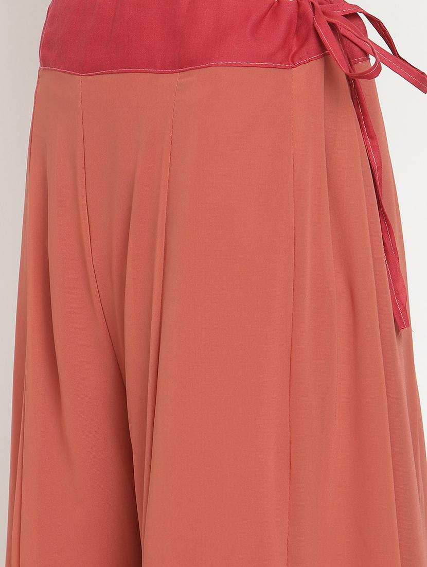 orange embroidered notch neck suit set - 20158390 - Standard Image - 4