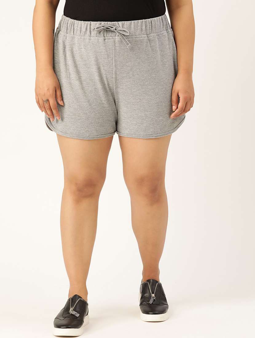 mid rise solid regular shorts