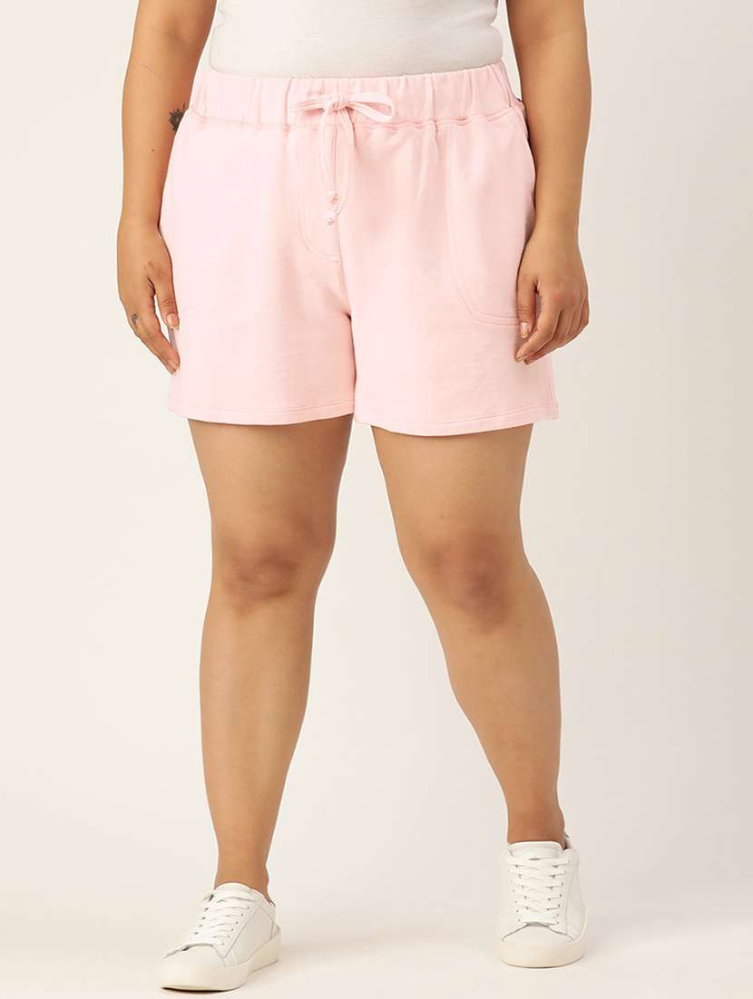 mid rise solid regular shorts