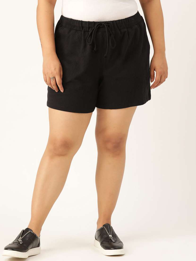 mid rise solid regular shorts