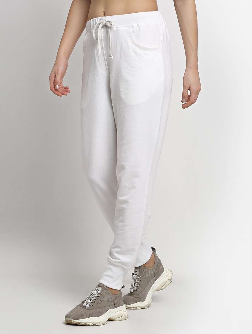 white cotton jogger track pant - 20159292 -  Standard Image - 1