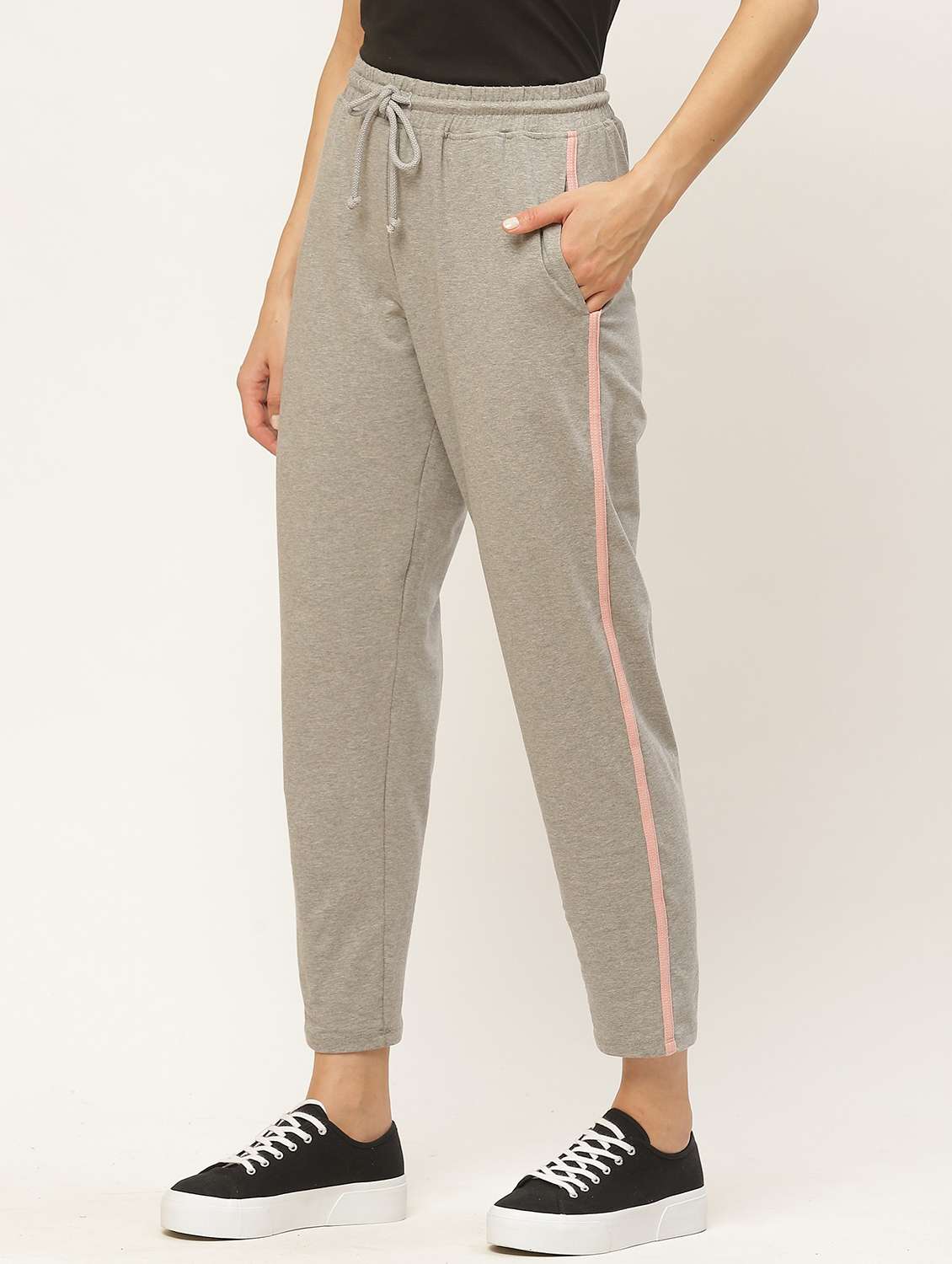 grey cotton track pants - 20159305 -  Standard Image - 1