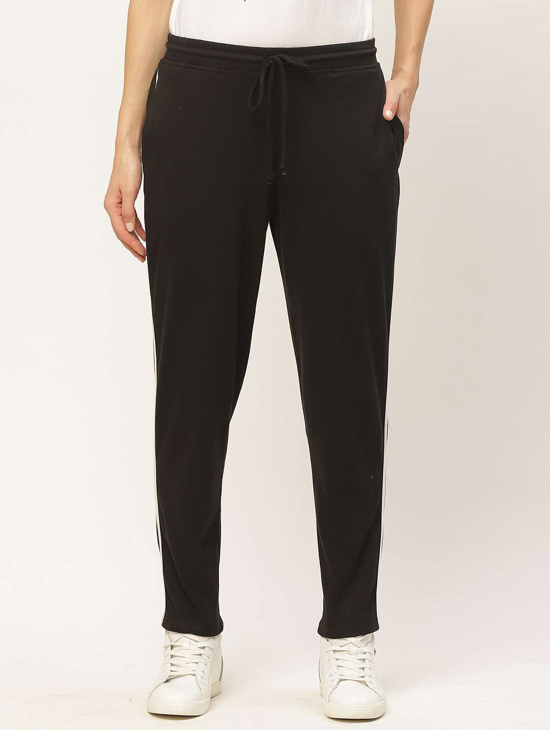 black cotton track pants