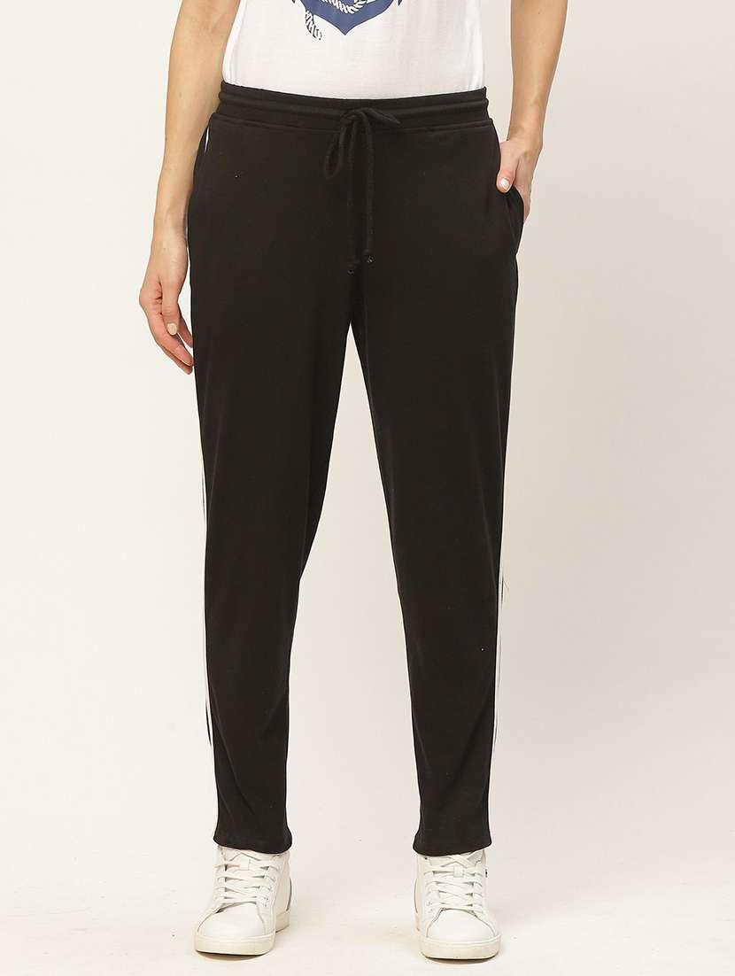 black cotton track pants