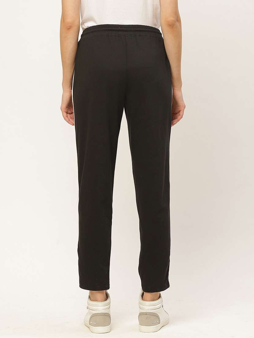 black cotton track pants - 20159306 -  Standard Image - 1