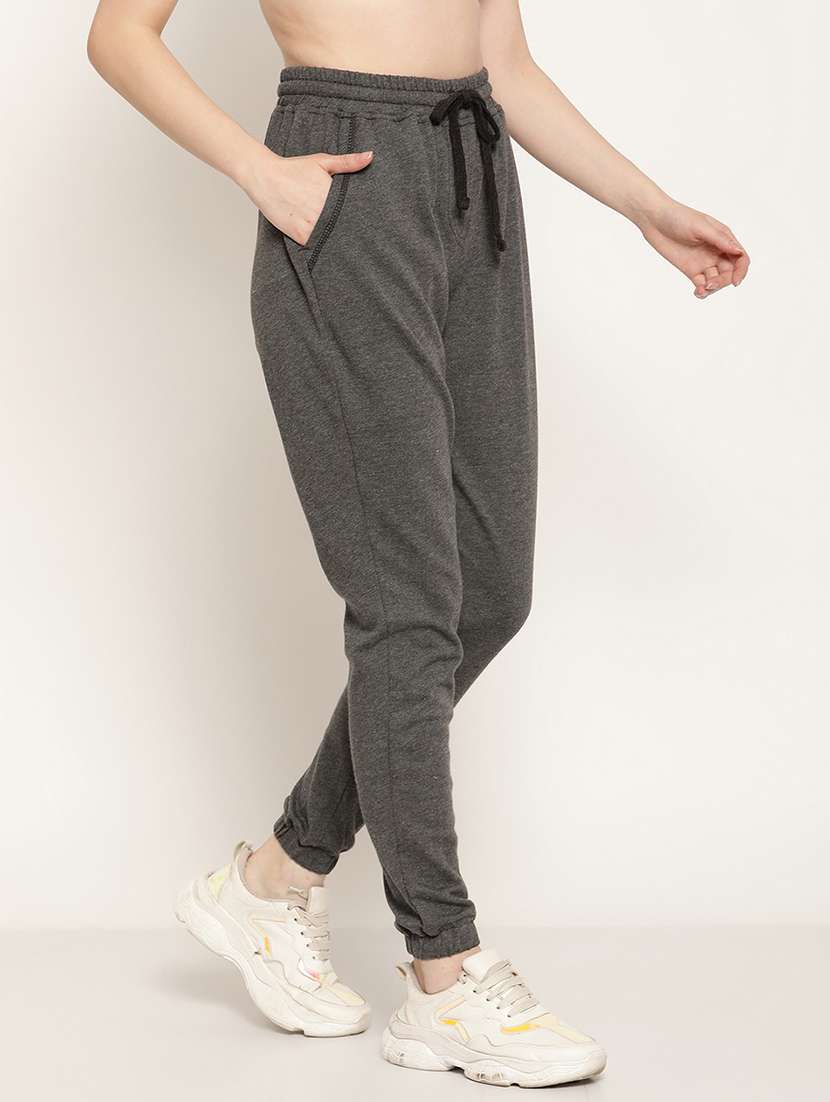 grey solid high rise relaxed fit jogger - 20159316 -  Standard Image - 1