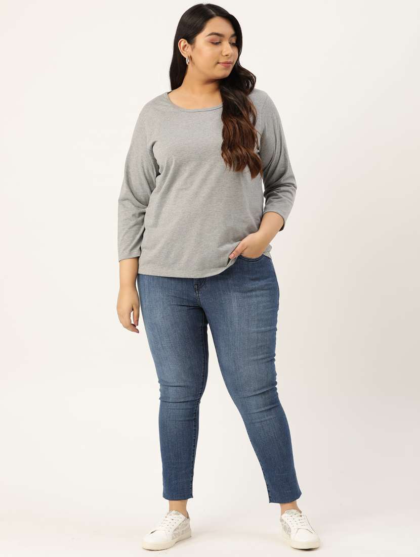 women's plain round neck t-shirt - 20159359 -  Standard Image - 4