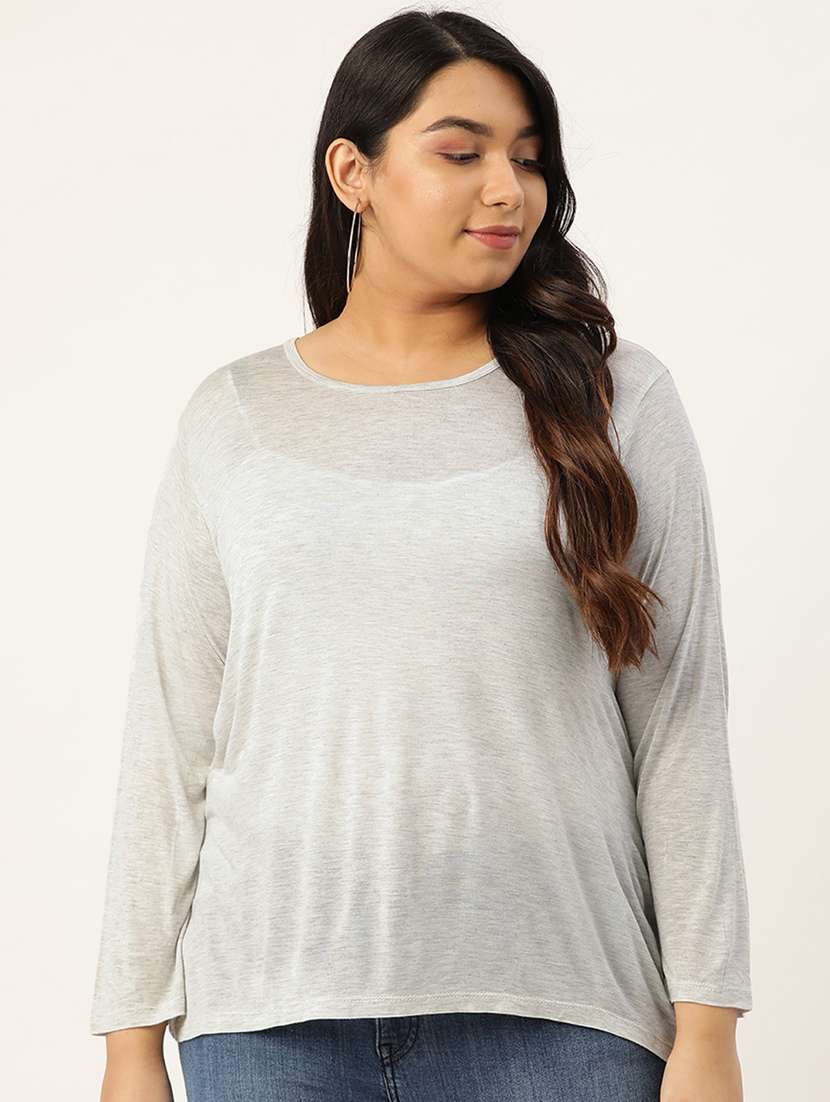 women's plain round neck t-shirt - 20159360 -  Standard Image - 1