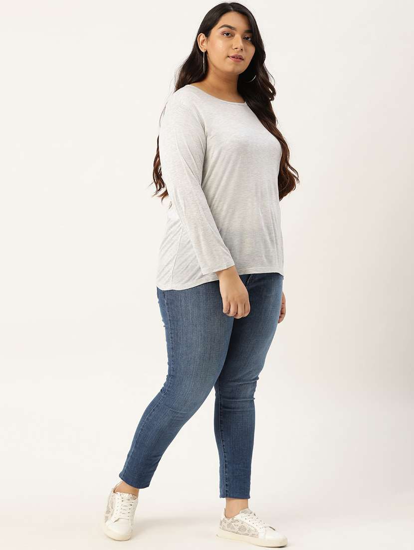 women's plain round neck t-shirt - 20159360 -  Standard Image - 4