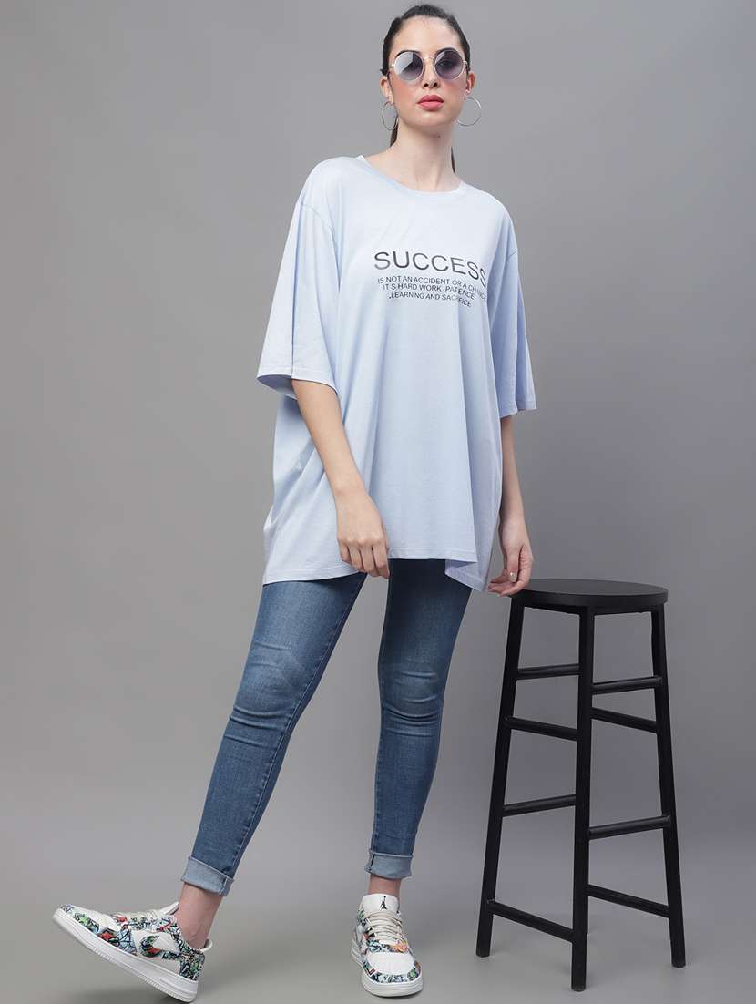 women's chest print round neck t-shirt - 20159370 -  Standard Image - 4