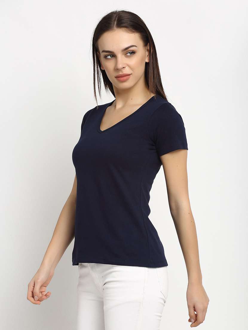 women's plain v neck t-shirt - 20159403 -  Standard Image - 1