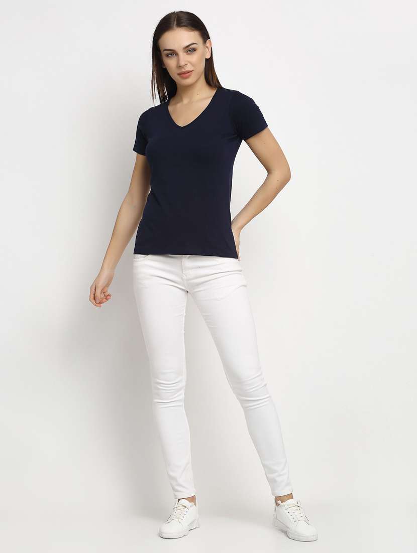 women's plain v neck t-shirt - 20159403 -  Standard Image - 4