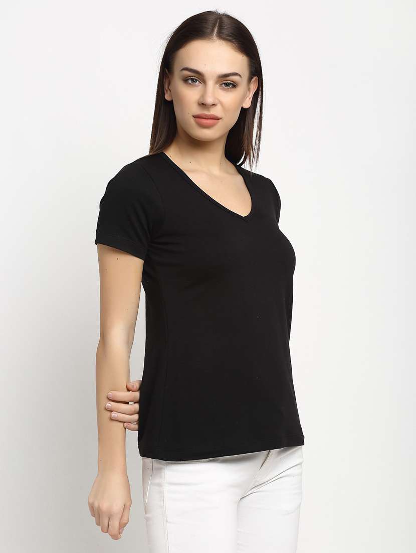 women's plain v neck t-shirt - 20159404 -  Standard Image - 1