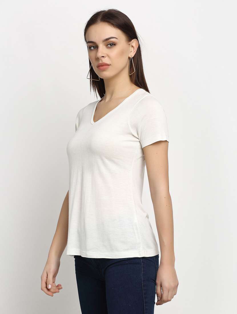 women's plain v neck t-shirt - 20159415 -  Standard Image - 1