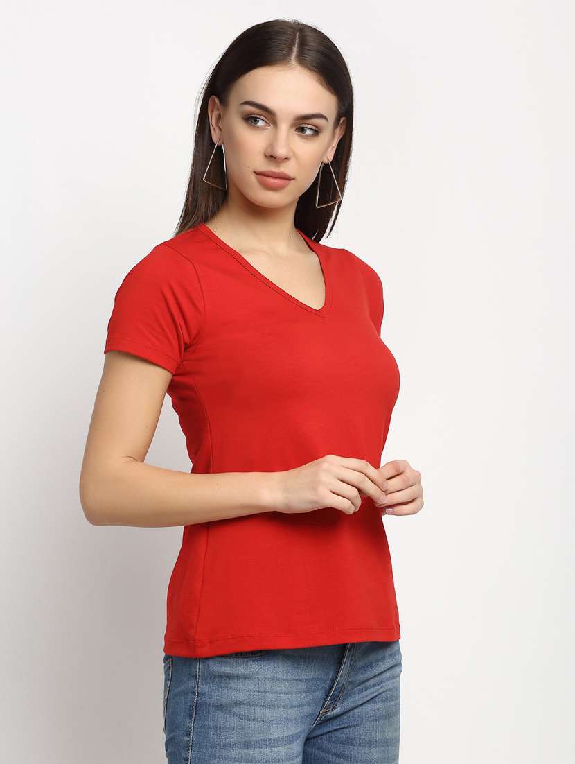 women's plain v neck t-shirt - 20159417 -  Standard Image - 1