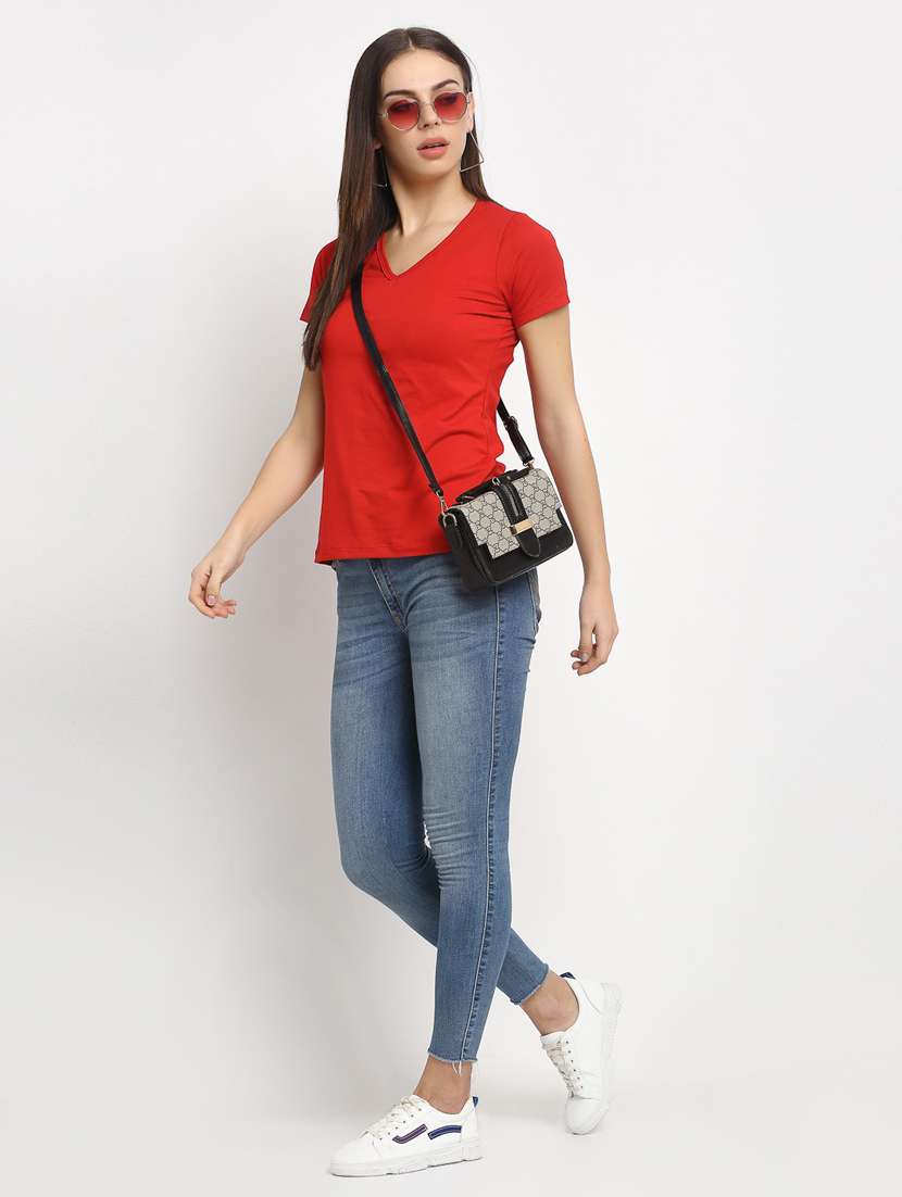 women's plain v neck t-shirt - 20159417 -  Standard Image - 4