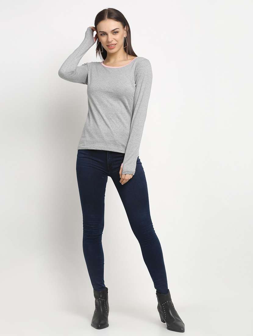 women's plain round neck t-shirt - 20159419 -  Standard Image - 4