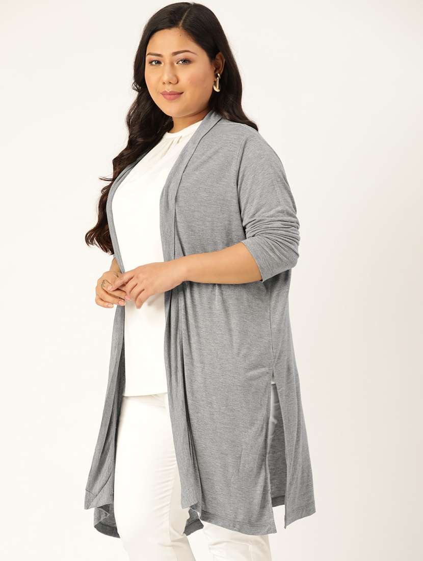 grey cotton shrug - 20159434 -  Standard Image - 1