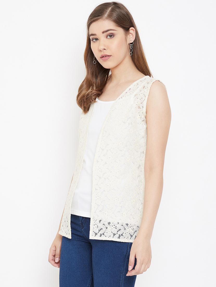 white self design regular shrug - 20159439 - Standard Image - 1