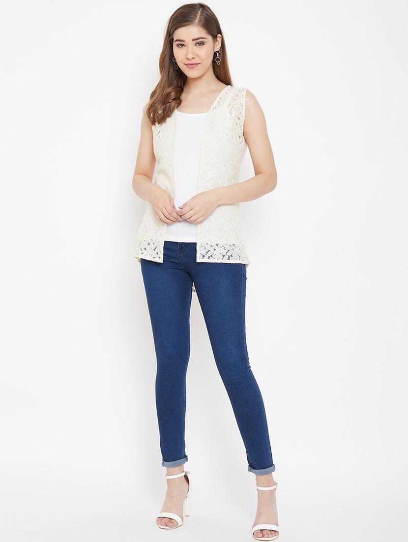 white self design regular shrug - 20159439 - Standard Image - 4