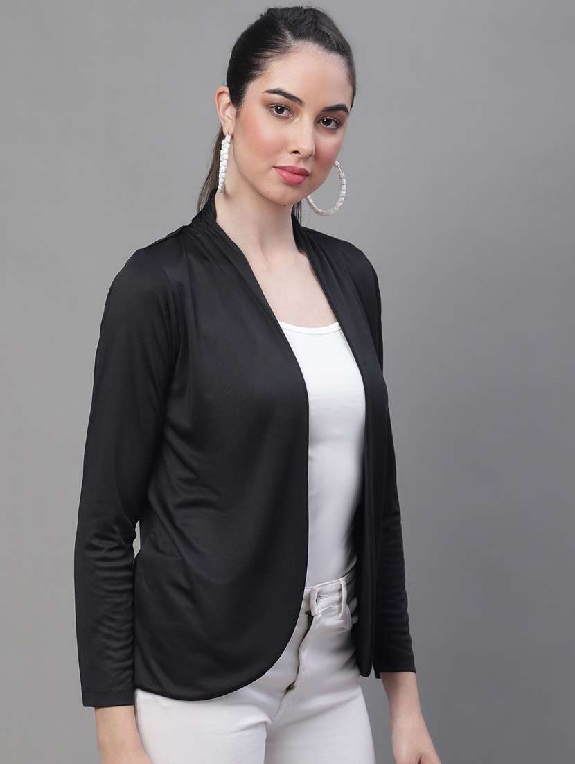black cotton blend shrug - 20159462 -  Standard Image - 1