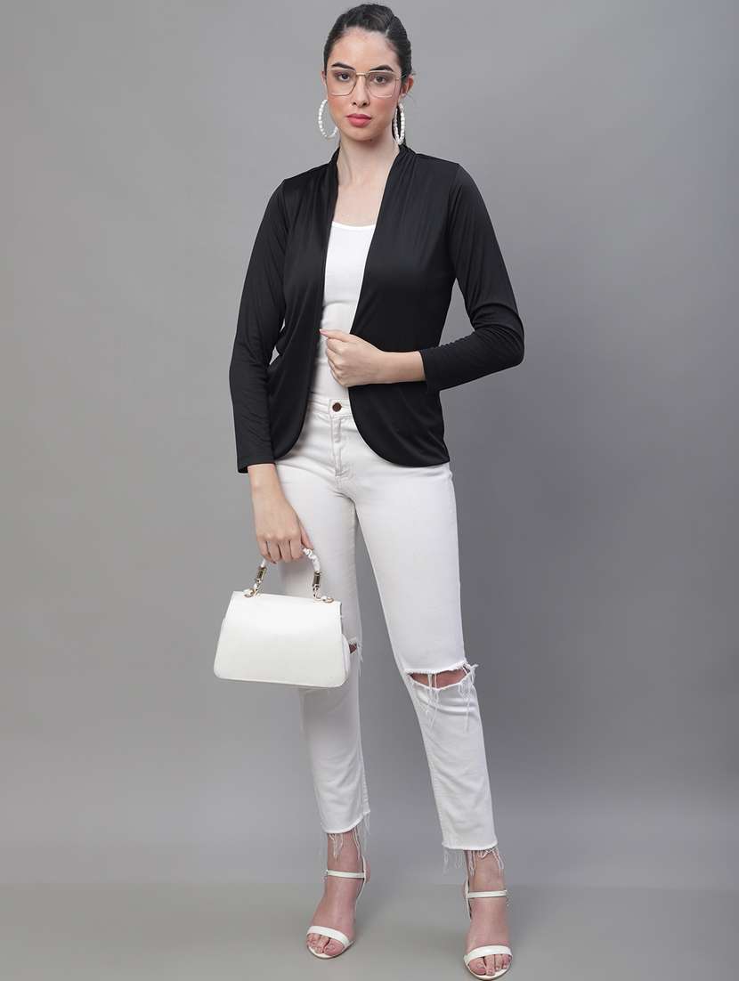 black cotton blend shrug - 20159462 -  Standard Image - 4