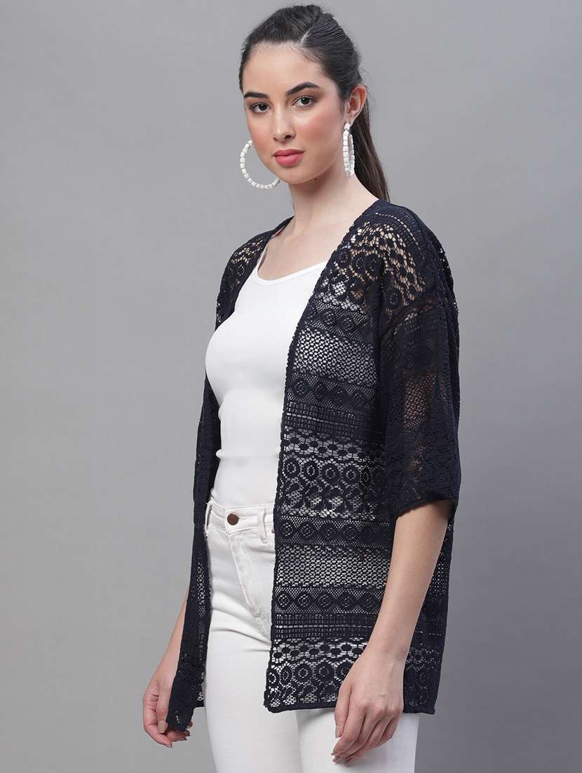 black cotton blend shrug - 20159467 -  Standard Image - 1