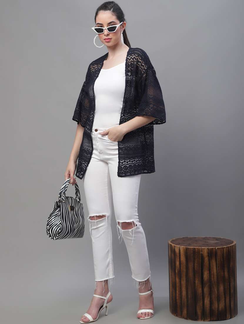 black cotton blend shrug - 20159467 -  Standard Image - 4