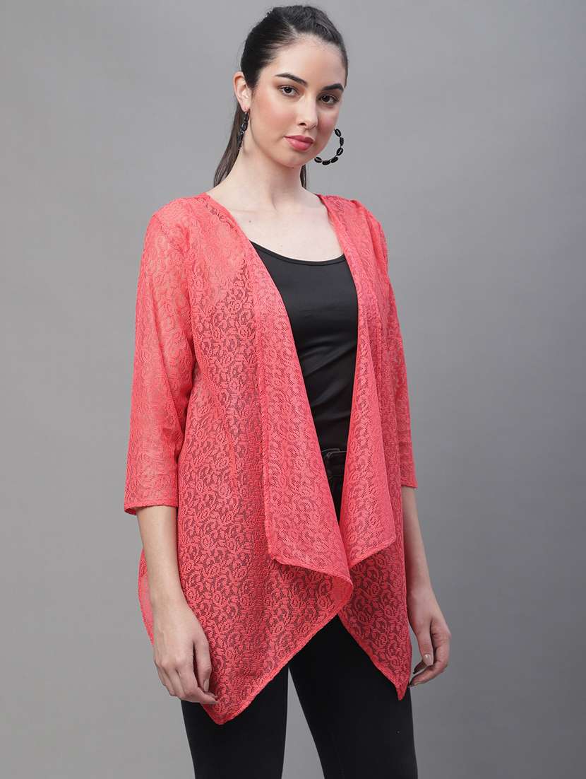 red cotton blend shrug - 20159481 -  Standard Image - 1