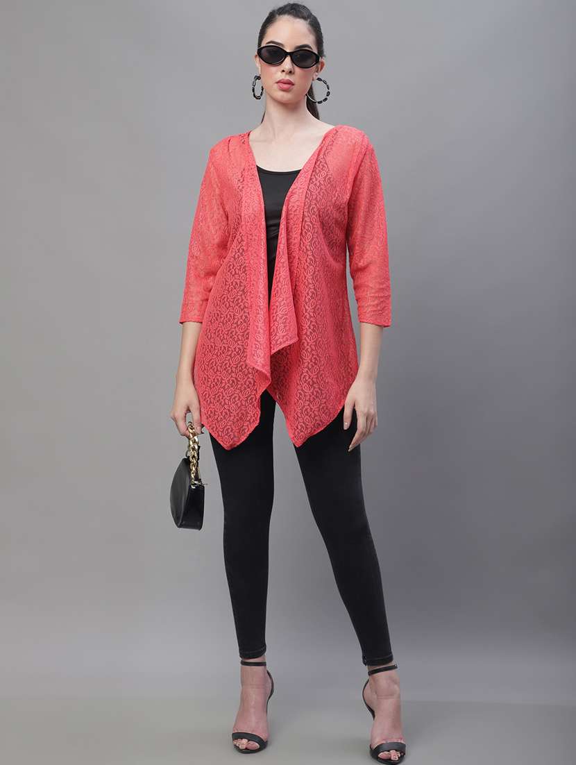 red cotton blend shrug - 20159481 -  Standard Image - 4